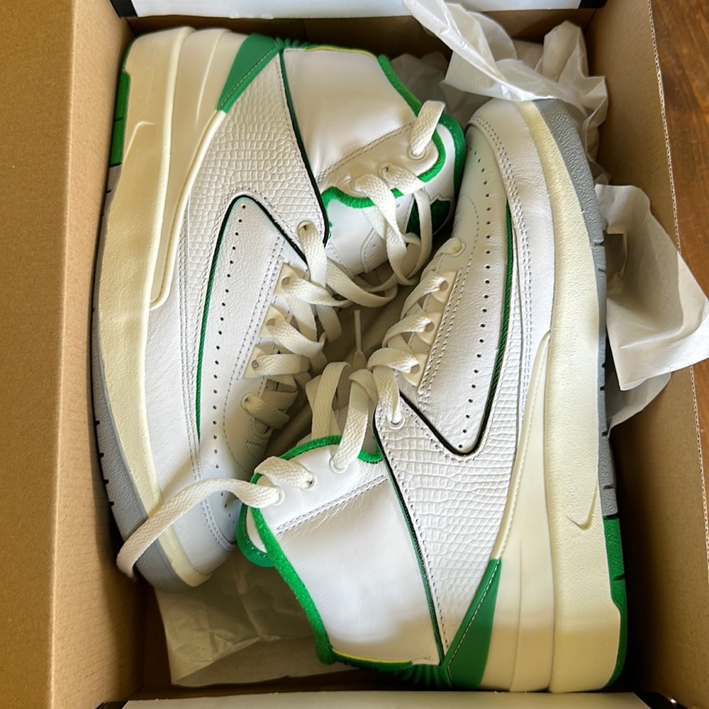Green white Jordan 2s